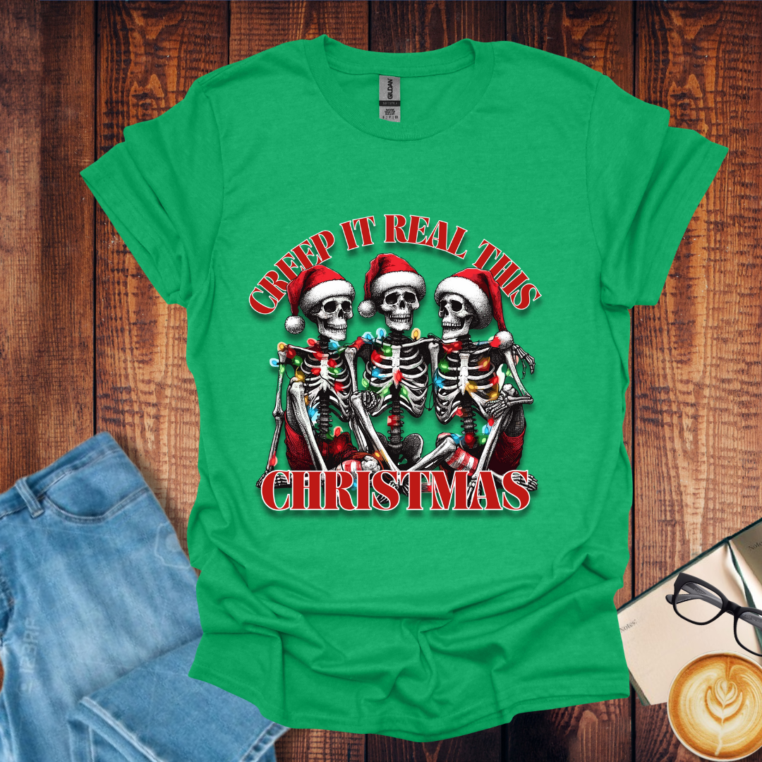 Creep It Real This Christmas Skeleton Trio T-Shirt
