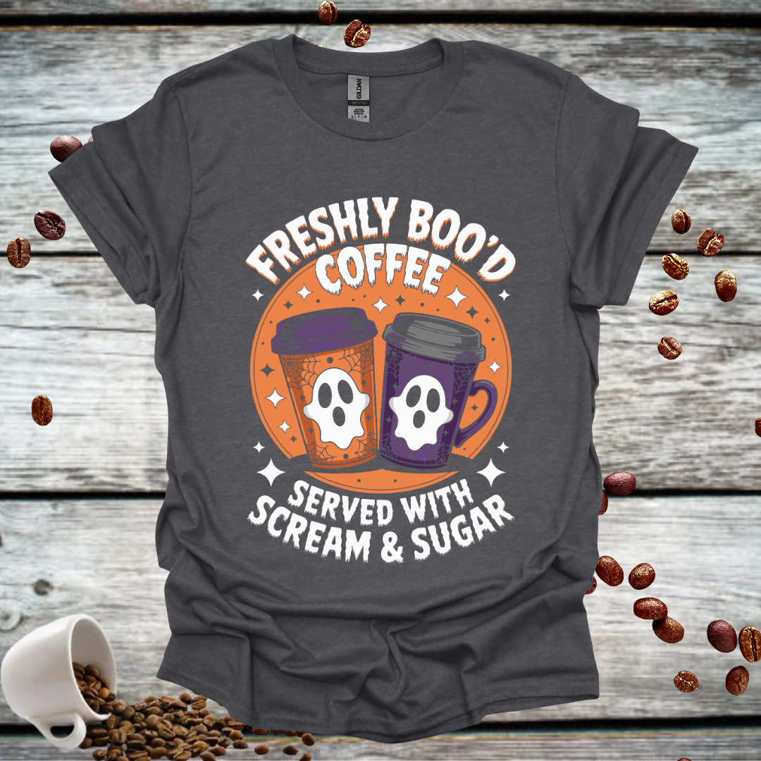 Served with Scream & Sugar Halloween Coffee T-Shirt