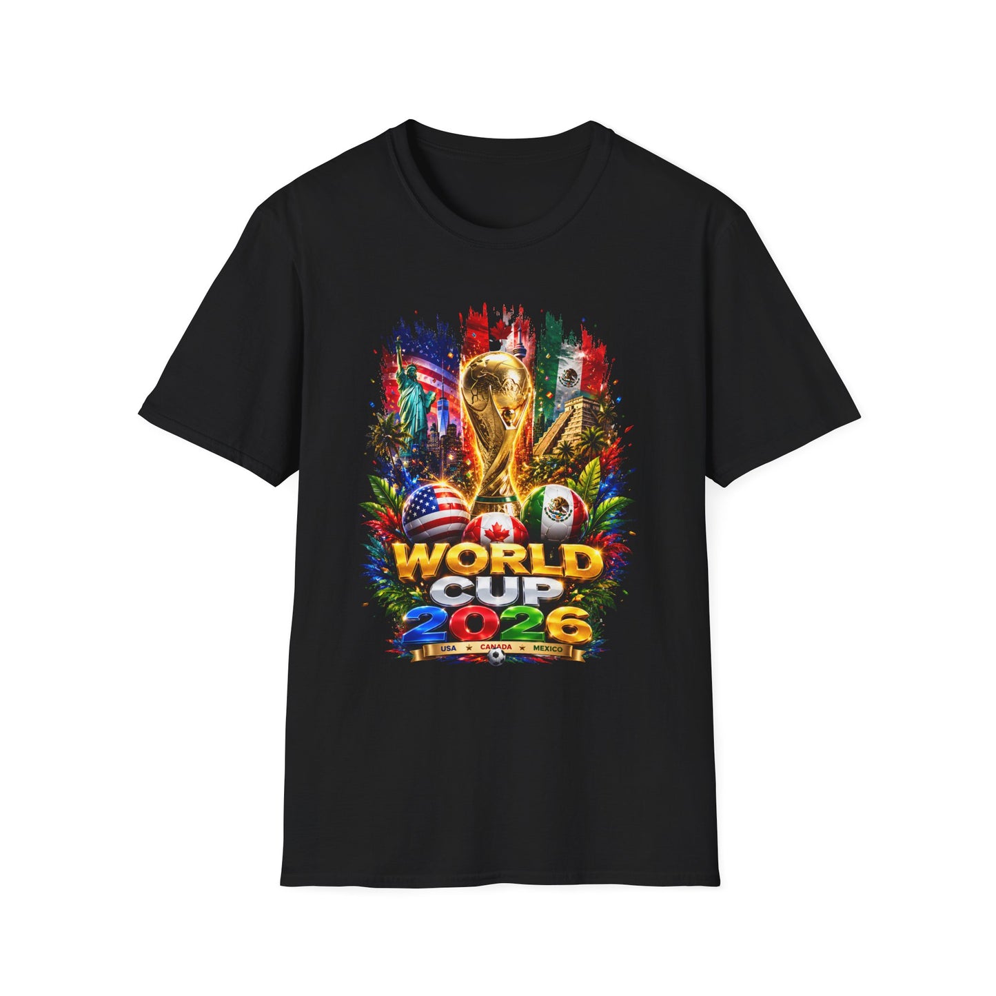 World Cup 2026 T-Shirt — USA Mexico Canada Soccer Trophy Design