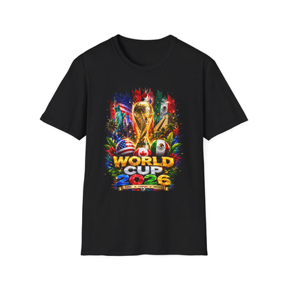 World Cup 2026 T-Shirt — USA Mexico Canada Soccer Trophy Design
