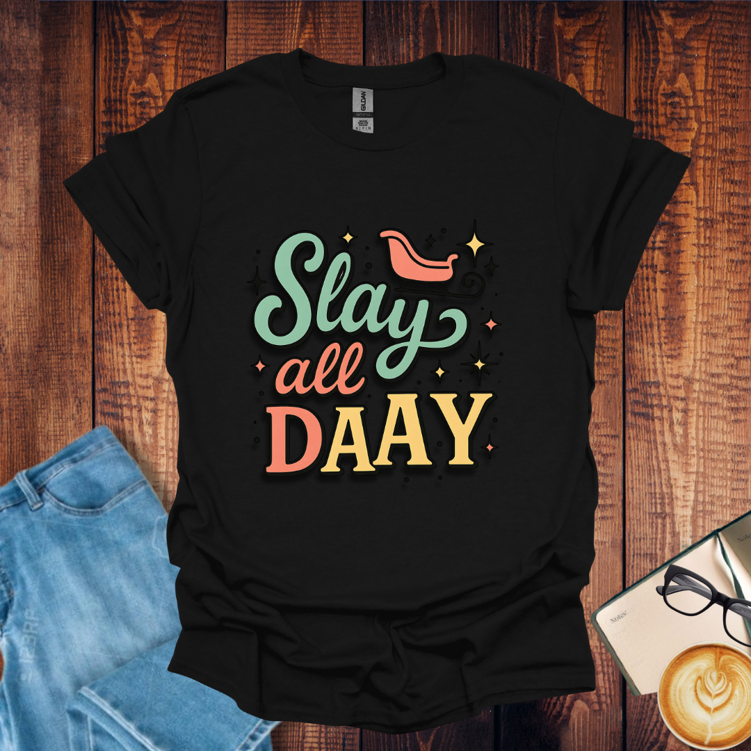 Slay All Daay Graphic T-Shirt — Retro Script & Stars