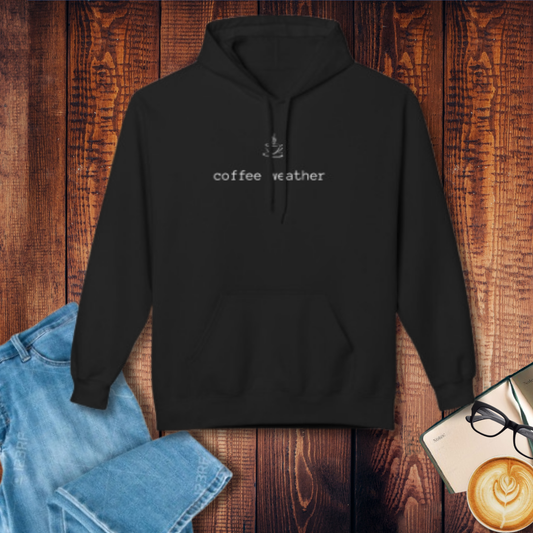 Coffee Weather Fleece Hoodie, Cozy Sweatshirt