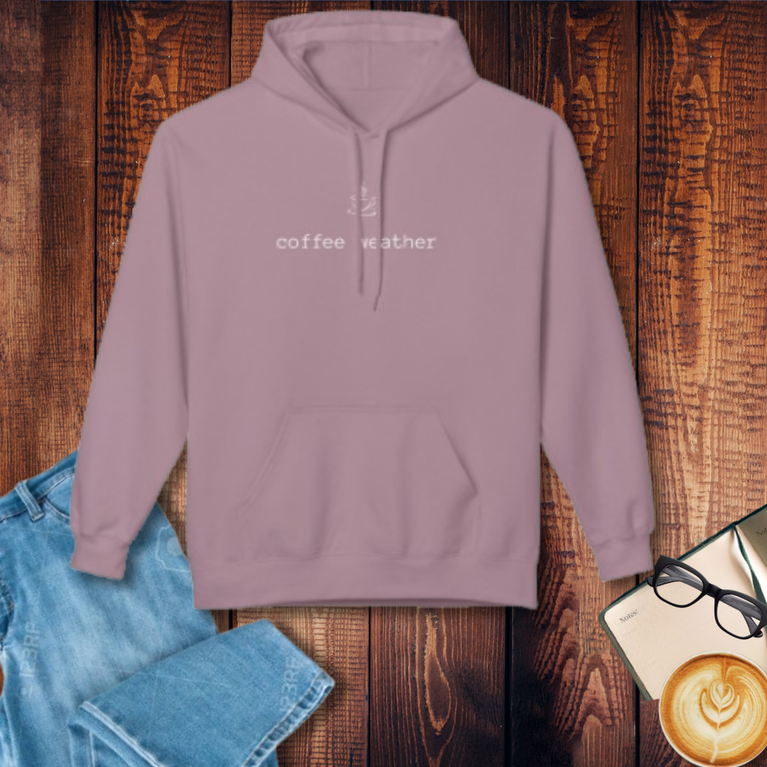 Coffee Weather Fleece Hoodie, Cozy Sweatshirt