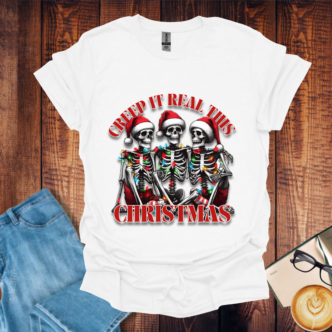 Creep It Real This Christmas Skeleton Trio T-Shirt