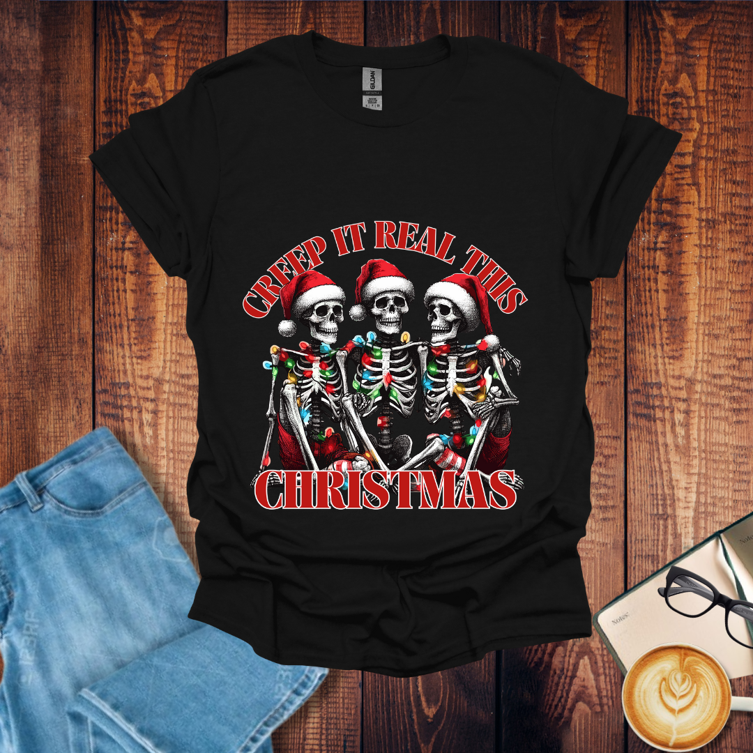 Creep It Real This Christmas Skeleton Trio T-Shirt