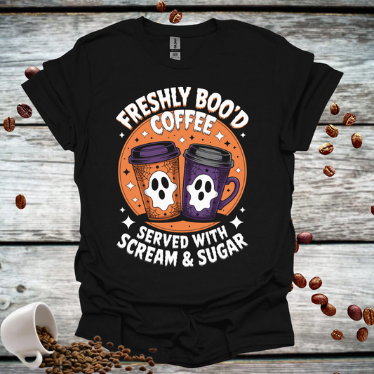 Served with Scream & Sugar Halloween Coffee T-Shirt